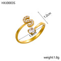 Simple Gold Plated Rhinestone Initial Letter Open Ring 8ZA6JRG152L