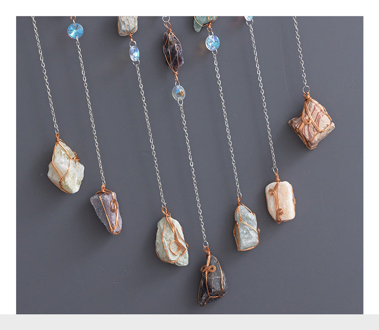 Natural Stones Crystal Chain Hanging Suncatchers MK2CZAS6H7HLS79