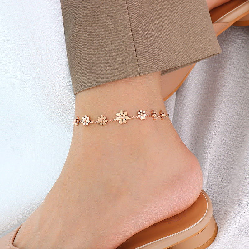 Gold Plated Cute Daisy Statement Anklets 8ZA6JAB21T