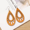 Vintage Wooden Leaf Earrings - DippedShop Wholesale - #3987