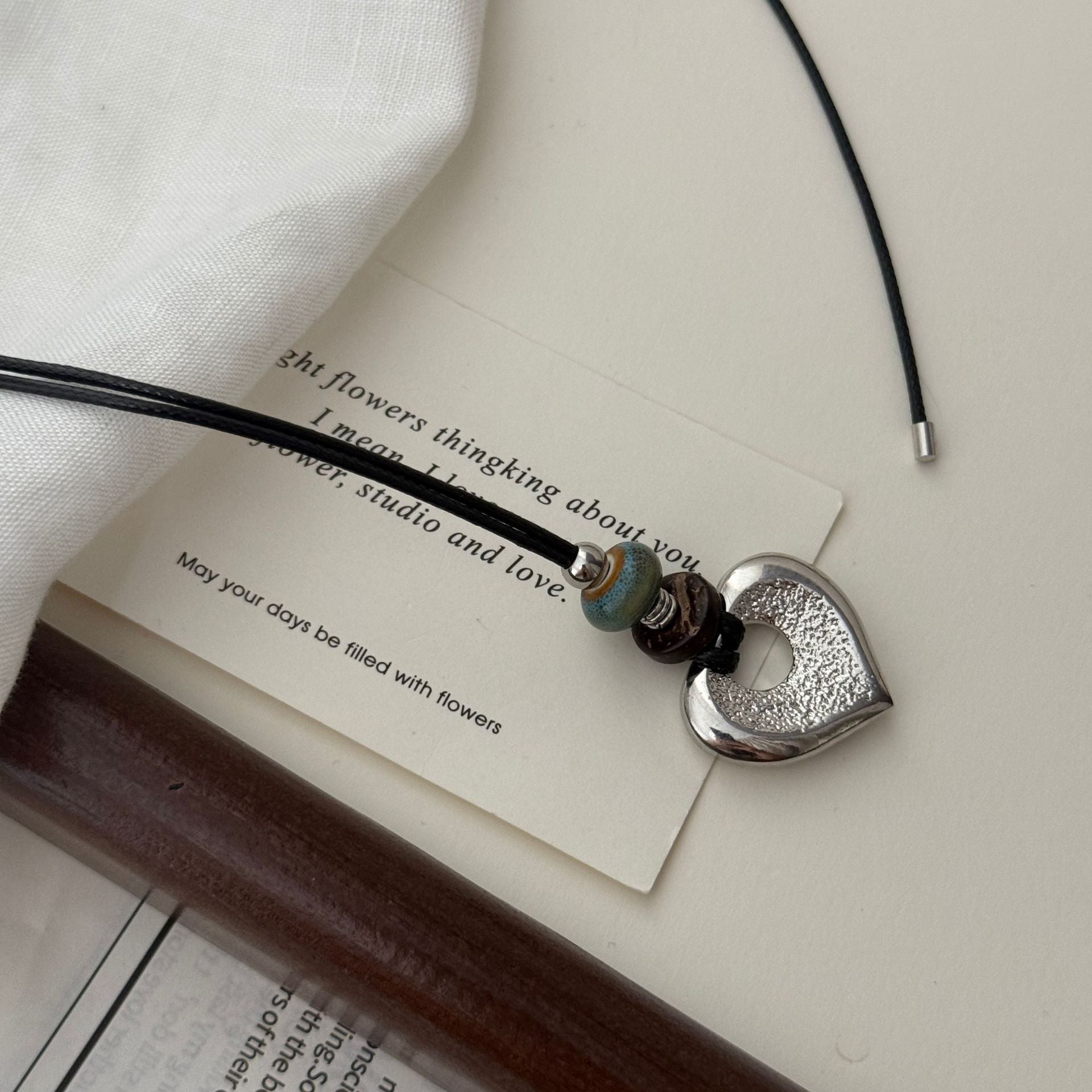 Natural Stones Metal Heart Pendant Necklace 6W6JNC687