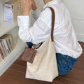 Casual Solid Color Linen Tote Shoulder Bag 6W10BBG1888