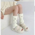 Trendy Metal Accent Ribbed Calf Warmer Socks 6W8FSO876