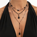 Crystal Teardrop Bead Layered Y-Lariat Necklace 6W6JNC883