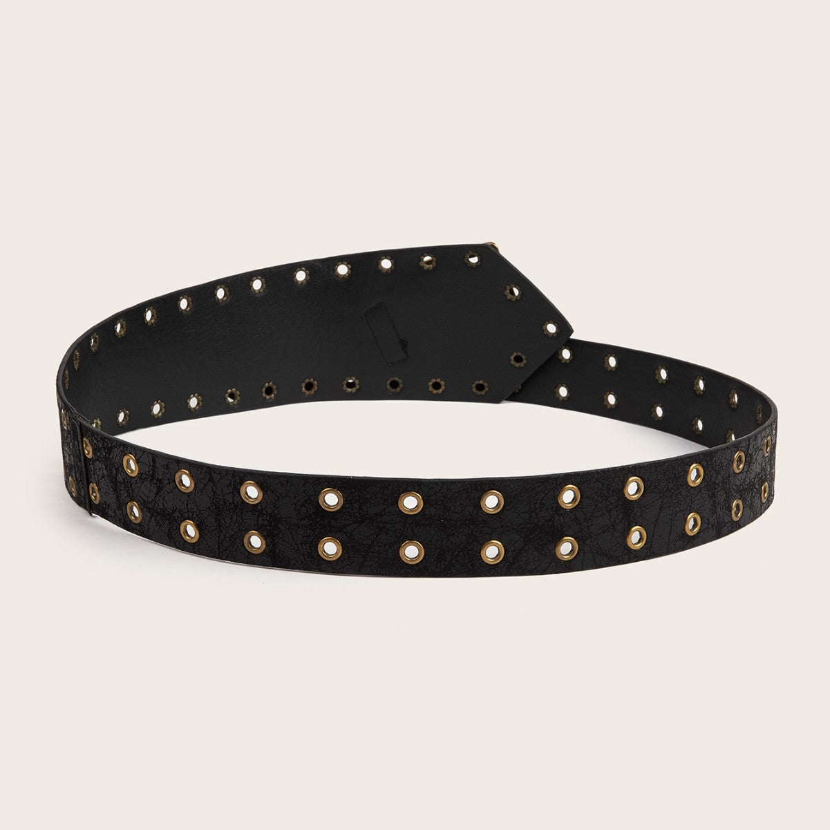 Vintage Hollow Out Studded Wide Leather Belt 6W6JBT174