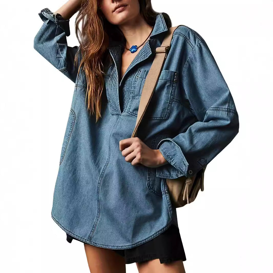 Trendy Polo Denim Top - DippedShop Wholesale - #8131