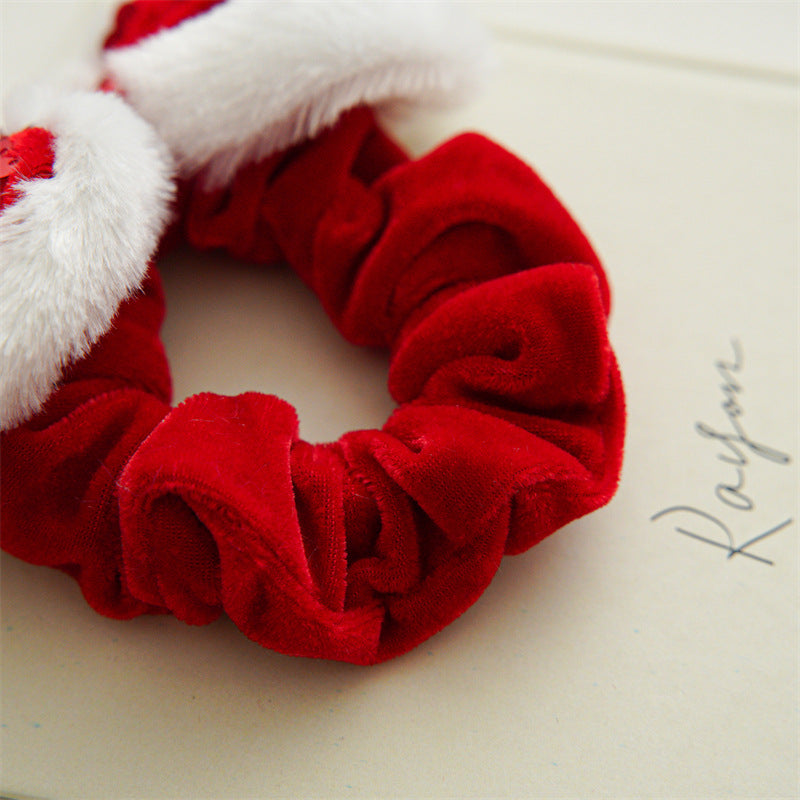 Cute Red Sequins Bowknot Velet Hair Scrunchie 6W6HSR436