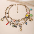 Boho-Style Double Layer Heart Pendant Necklace 6W6JNC619