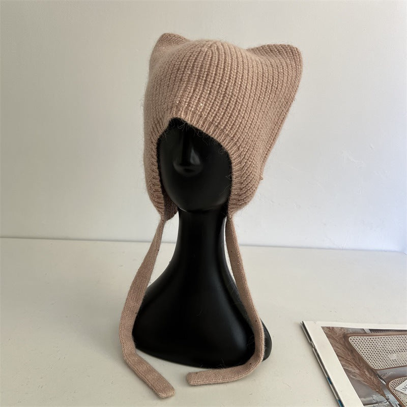 Cat Ear Sequin Beanie - DippedShop Wholesale - #0339