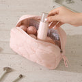 Minimalist Solid Color Quilt Shell Cosmetic Bag 6S5CO118