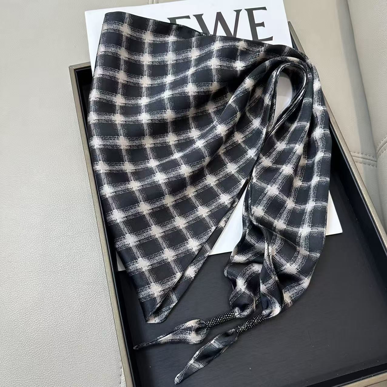 Chic Solid Color Floral Print Silk Scarf 6W6NSI215
