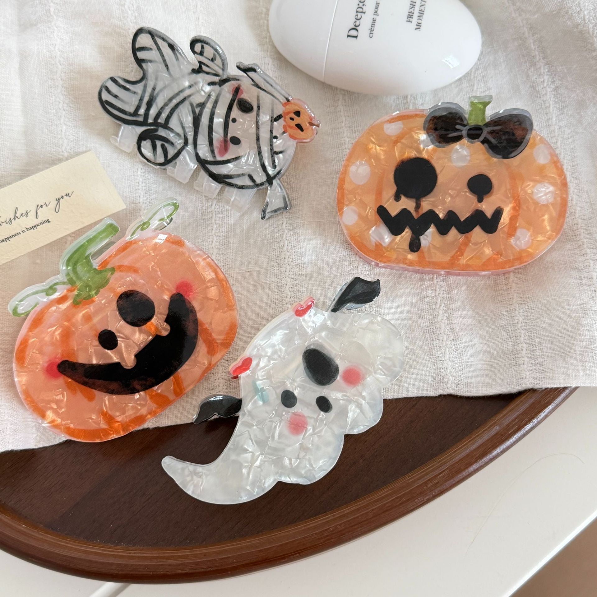 Cute Pumpkin Ghost Halloween Hair Claw 6W6HCP1323