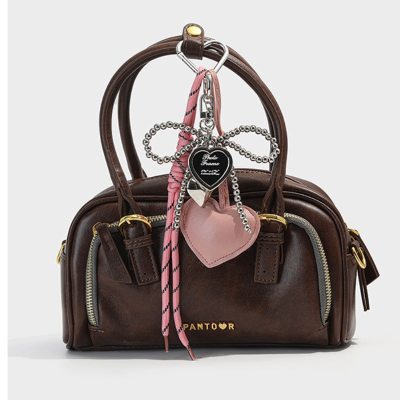 Trendy Leather Heart Braided Rope Bag Charm DP25E489