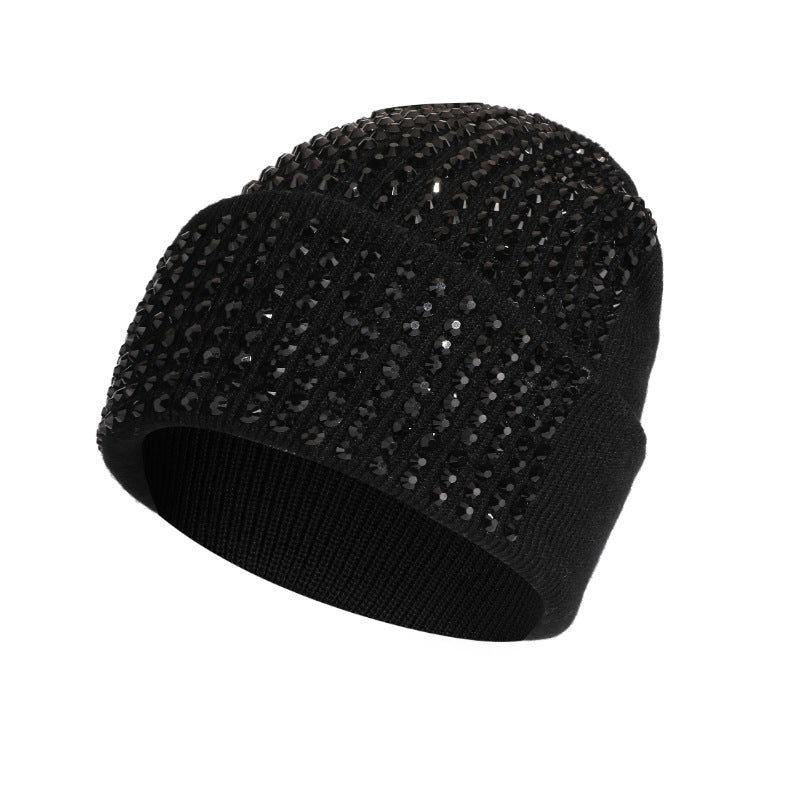 Sparkly Rhinestone Solid Color Knit Beanie Hat 6W6HAT655