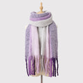 Striped Mohair Tassel Scarf - DippedShop Wholesale - #2963