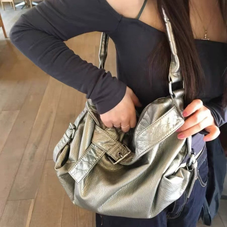 Solid Color PU Shoulder Bags - DippedShop Wholesale - #9155
