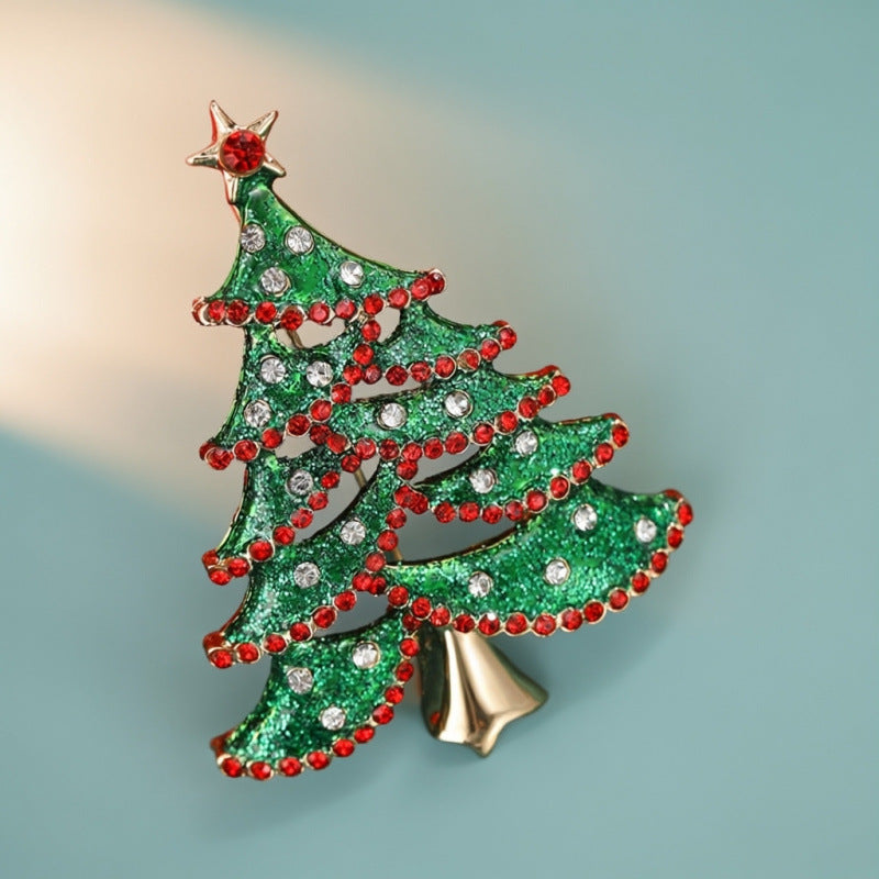 Sparkling Rhinestone Christmas Tree Brooch Pin 6W6JPB59