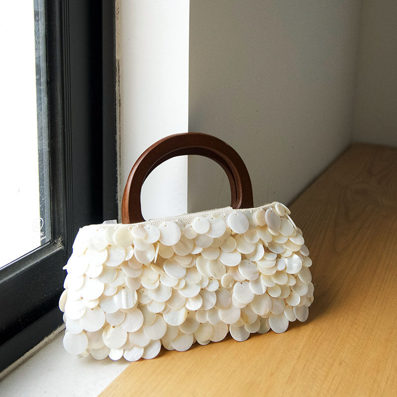 Handmade Natural Shell Handbag Tote Bag 8BW6BBG410