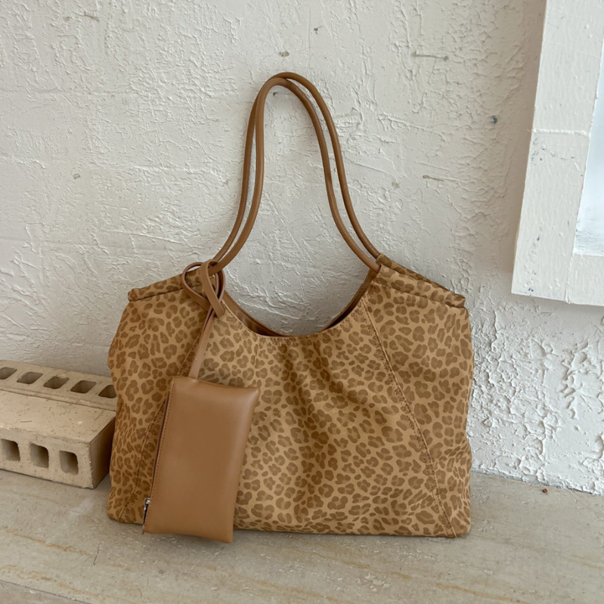 Retro Leopard Print Shopping Tote Bag 6W10BBG2483