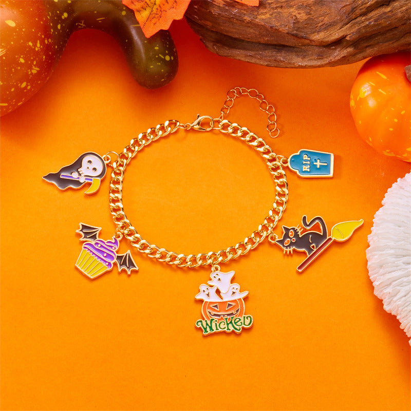 Cute Pumpkin Ghost Halloween Charm Bracelet DP25G520