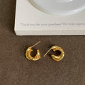 Vintage Gold Plated Twisted C-Shaped Stud Earrings 6W6JER593
