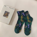 Boho Style Color Block Jacquard Crew Socks 6W8FSO742