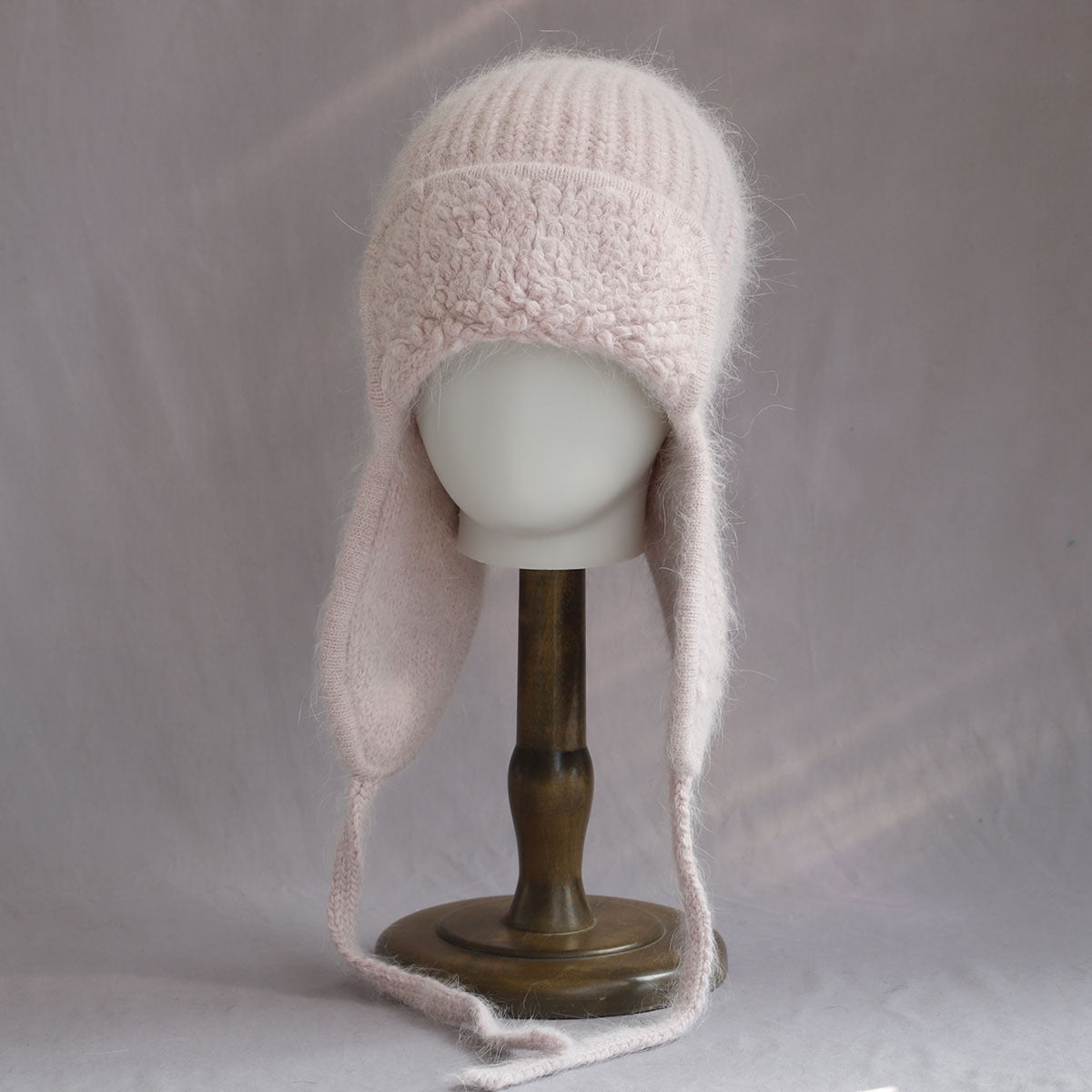 Sweet Solid Angora Trapper Knit Beanie 6W6HAT697
