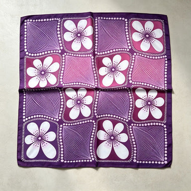 Vintage Checkerboard Grid Floral Silk Scarf 6W6NSI213