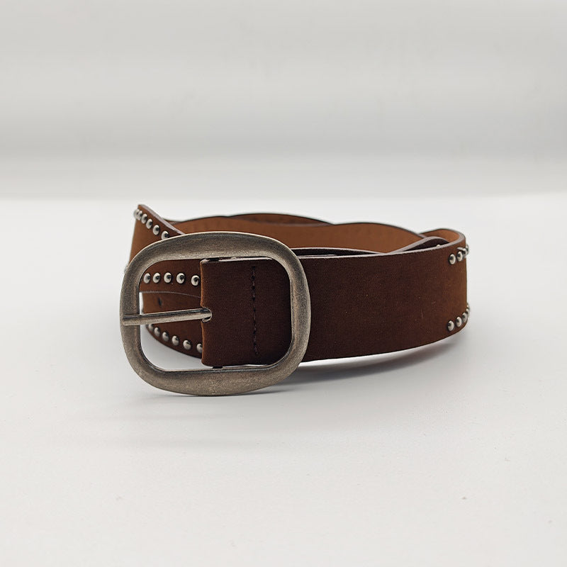 Punk Style Double Studded Adjustable Leather Belt 6W6JBT164