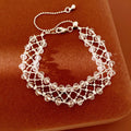 Stylish Solid Color Glass Beads Hollow Bracelet 6W6JBR692