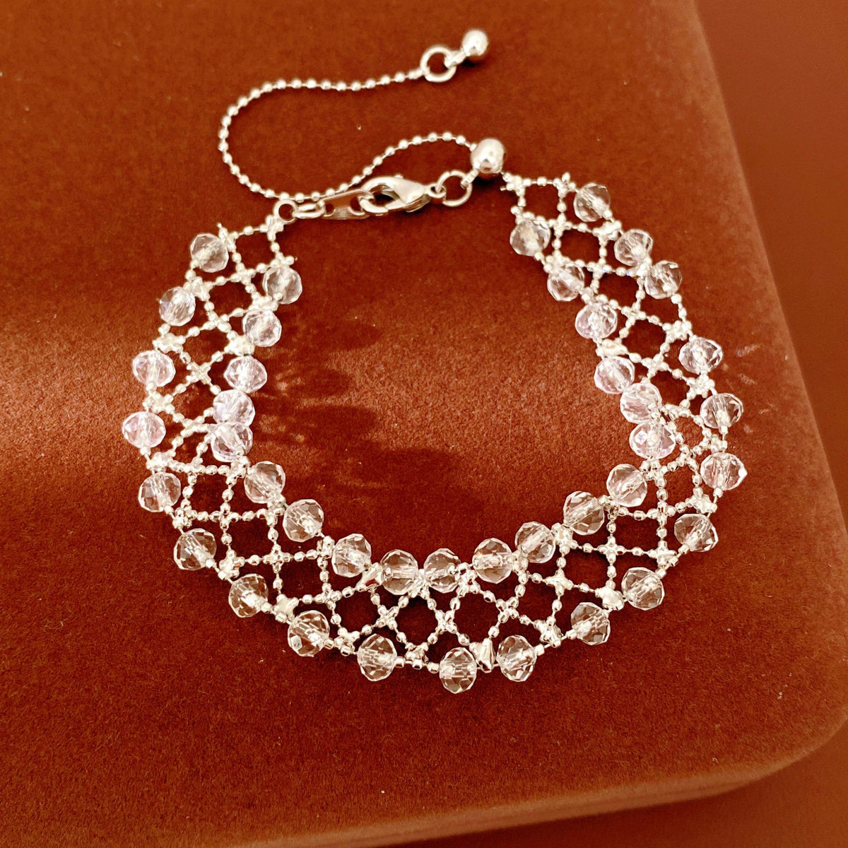 Stylish Solid Color Glass Beads Hollow Bracelet 6W6JBR692