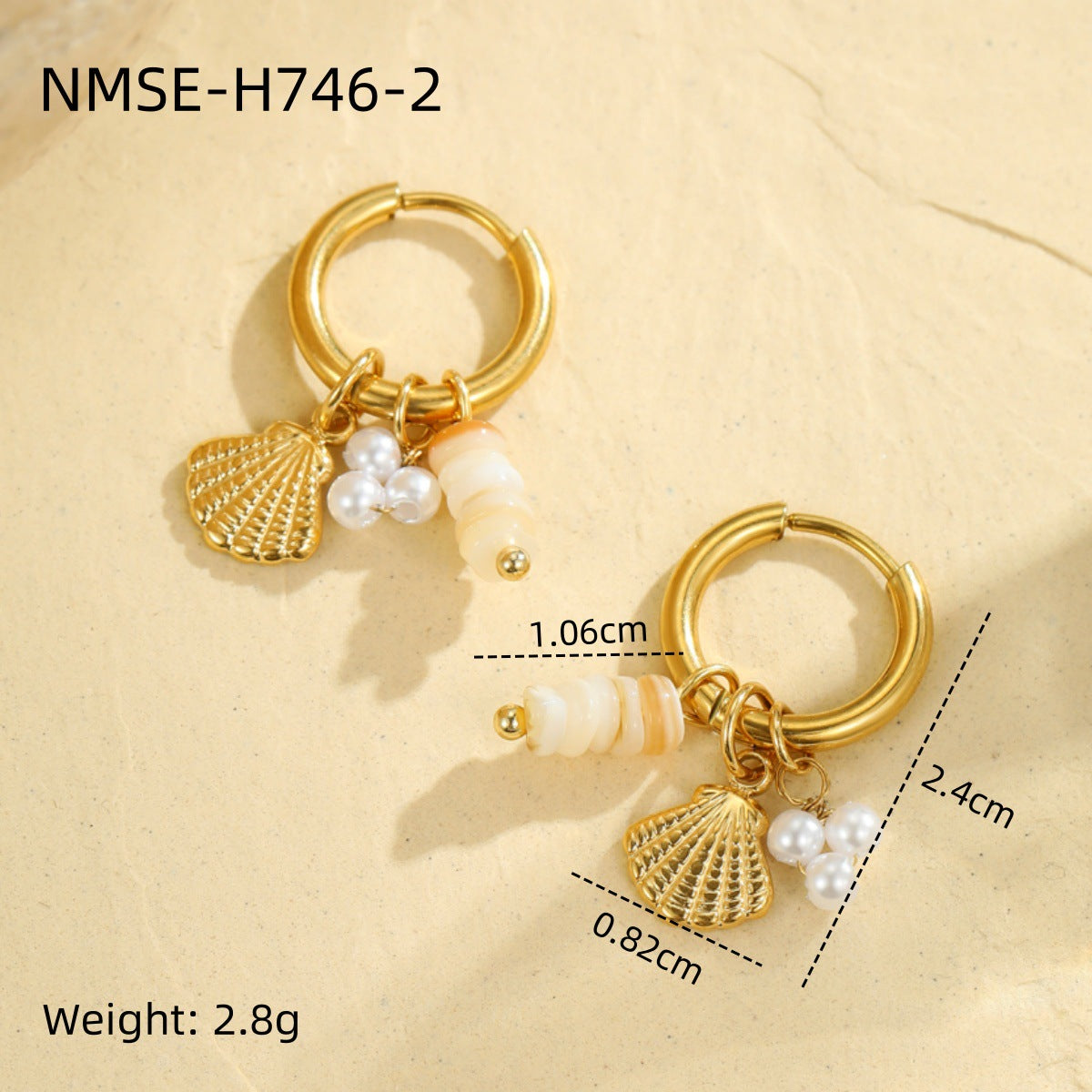 Starfish Shell Hoop Earrings - DippedShop Wholesale - #7859