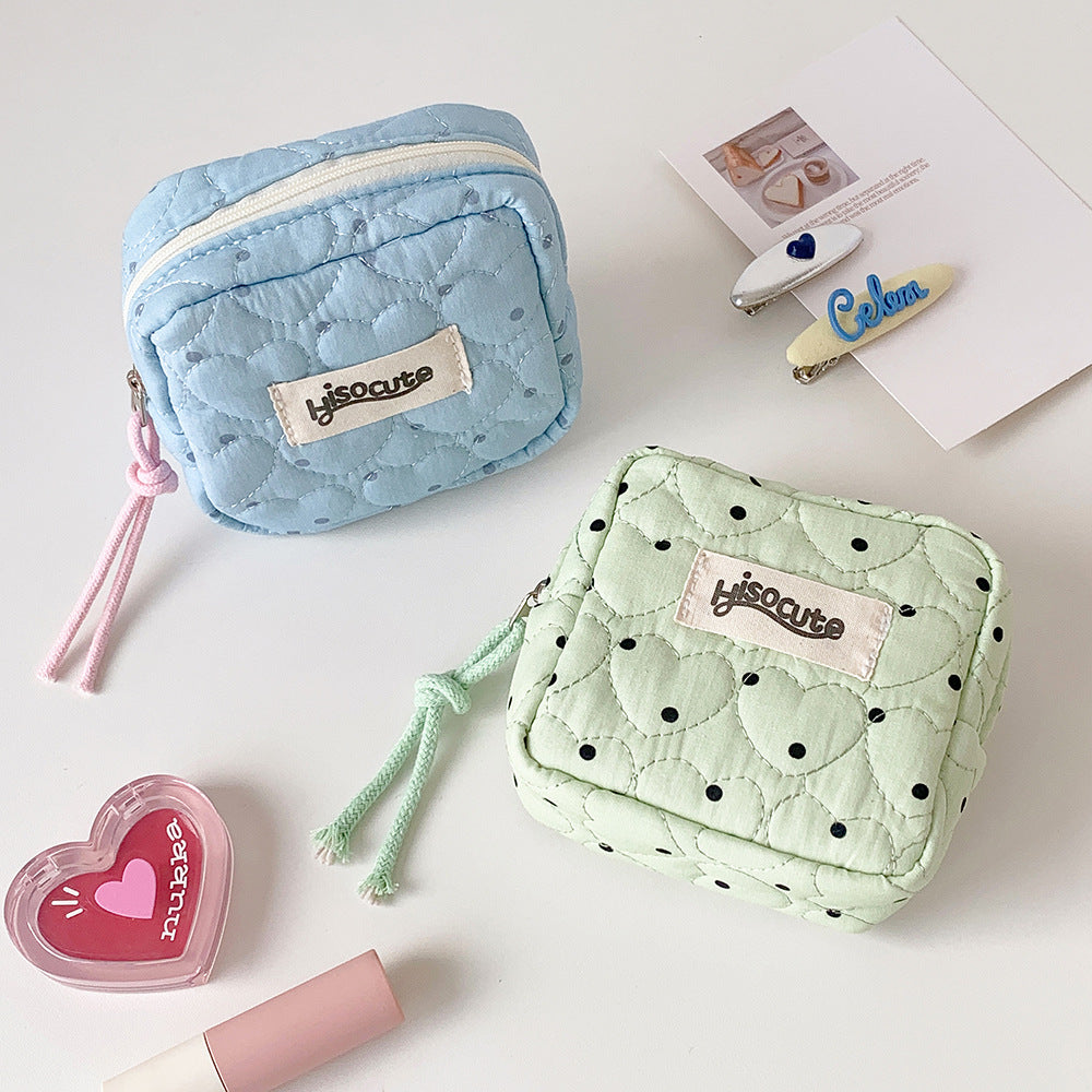 Mini Love Heart Quilted Shell Makeup Bag MK2BW6S10BOB102