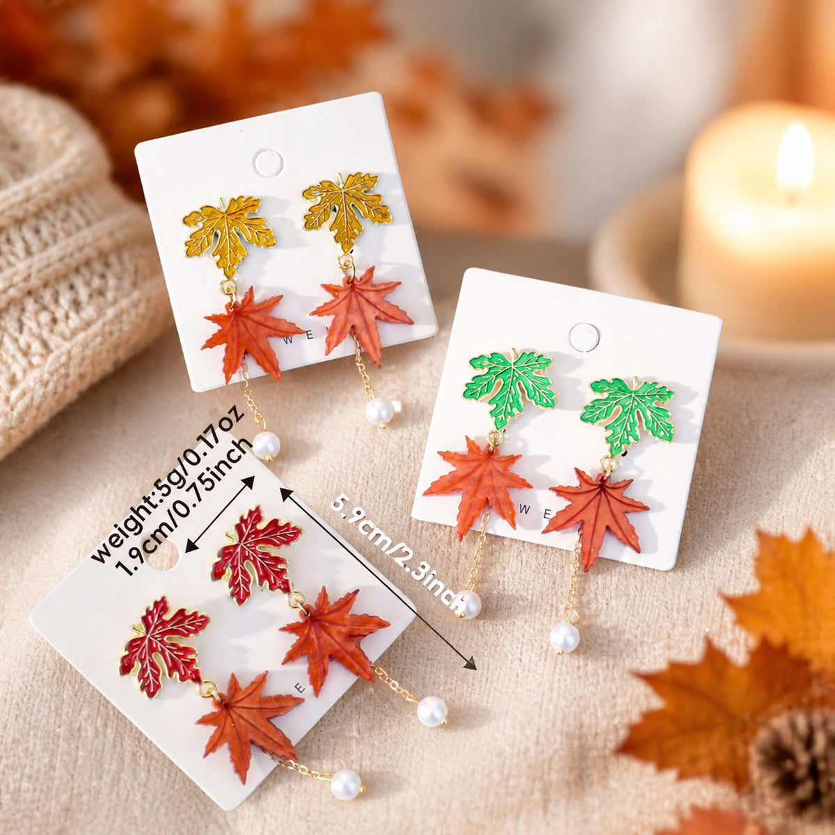 Maple Leaf Pearl Drop Earrings - DippedShop Wholesale - #5939