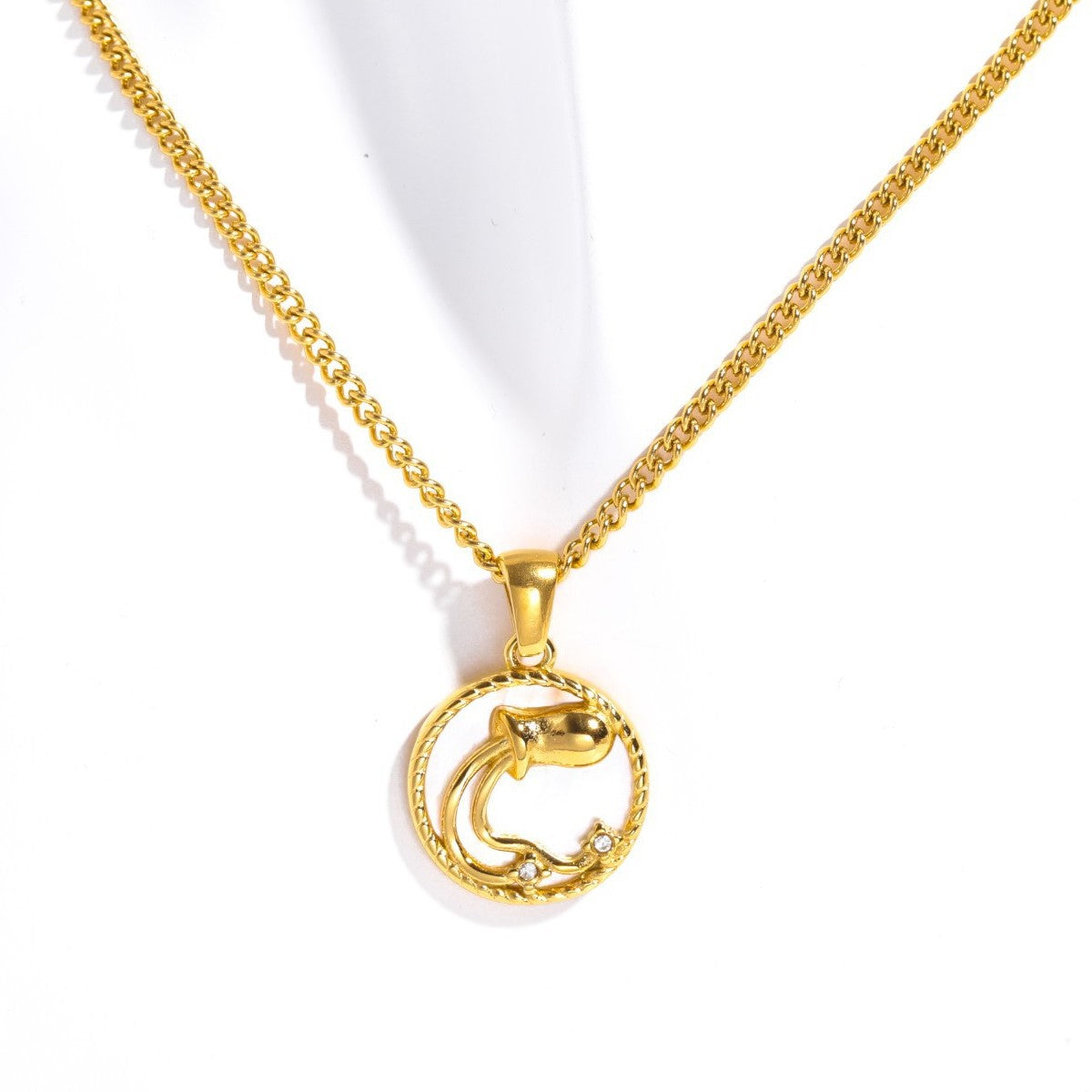 Gold Plated Zodiac Pendant Necklace - DippedShop Wholesale - #8163