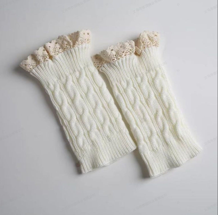 Winter Lace Trim Warm Cable Knitted Boot Cuffs 6W8FSO877