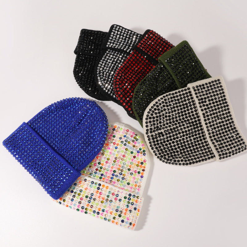 Sparkly Rhinestone Solid Color Knit Beanie Hat 6W6HAT655