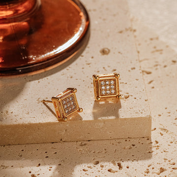 Simple Square Rhinestone Copper Stud Earrings DPJE1205