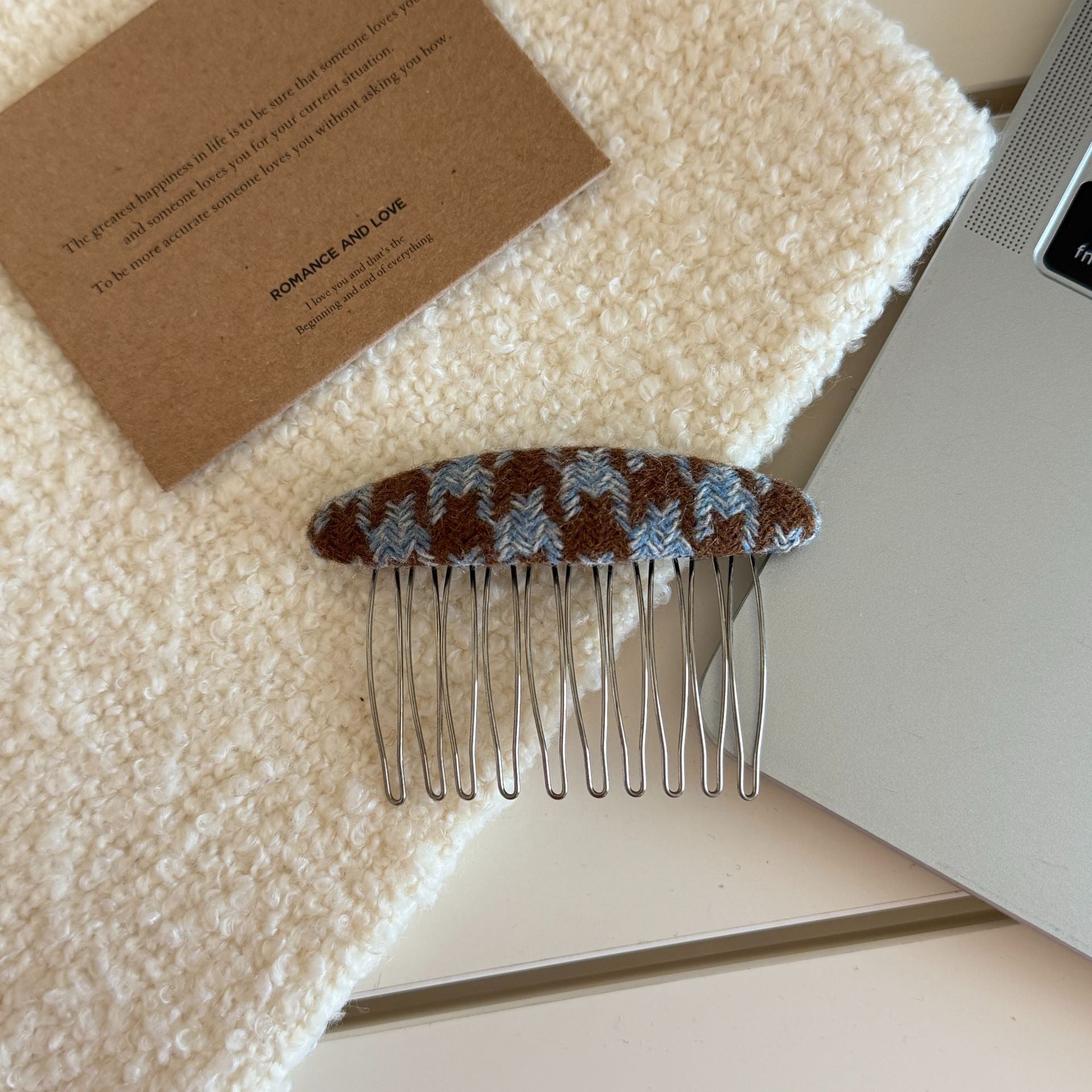 Knit Plaid Reverse Insert Hair Comb Clip MK2MBEP6W6HPN12