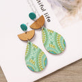 Boho Geometric Wooden Dangle Earrings - DippedShop Wholesale - #3587
