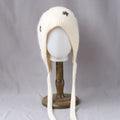 Floral Jacquard Angora Knit Bonnet With Ties 6W6HAT699