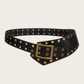Vintage Hollow Out Studded Wide Leather Belt 6W6JBT174