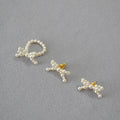 Pearl Bow Stud Earrings - DippedShop Wholesale - #2979
