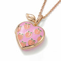 Cute Pink Peach Heart Pendant Locket Necklace 6W6JNC413L