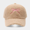 Fashion Bowknot Embroidery Lamb Wool Baseball Cap 6W6HAT526