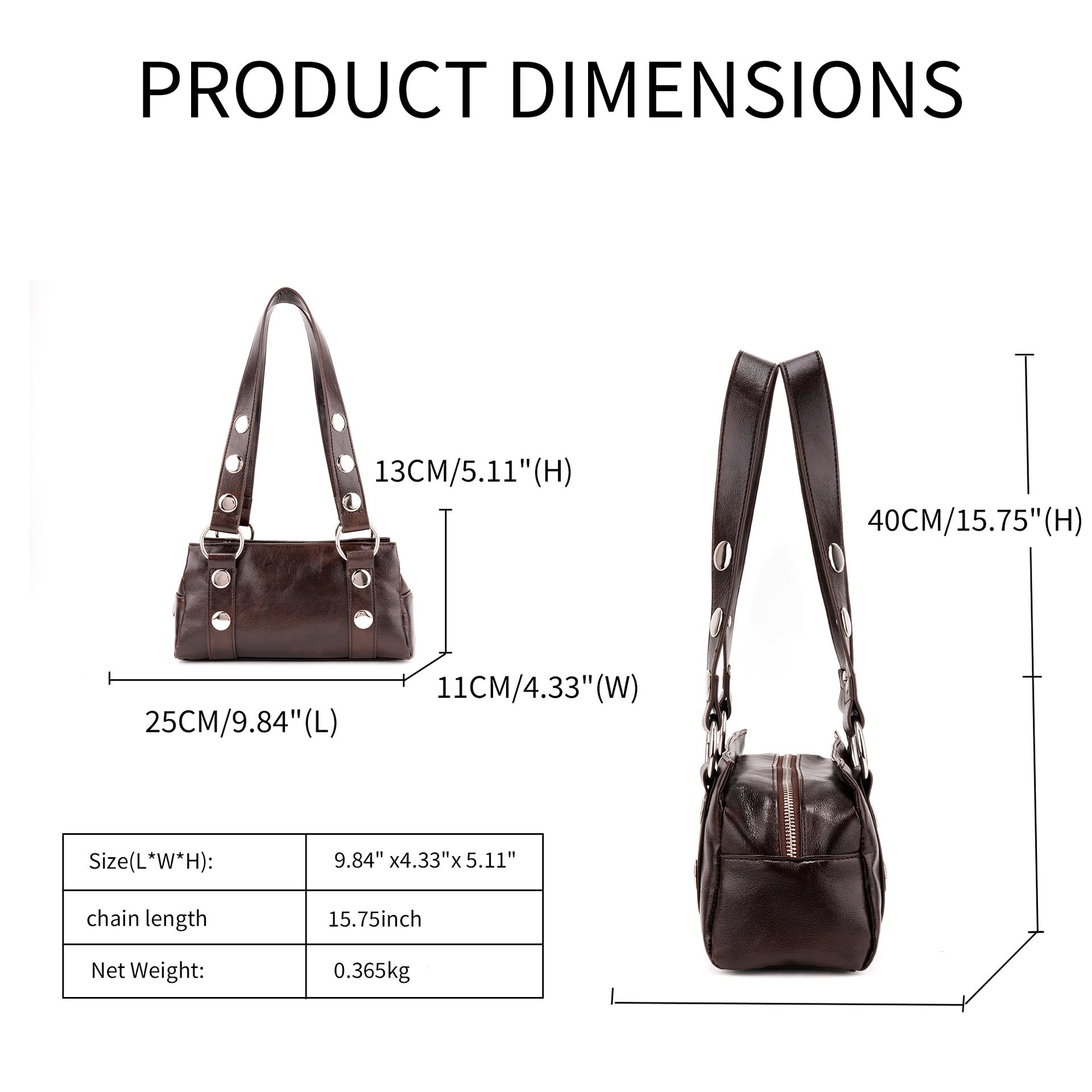 Studded Punk Shoulder Bag - DippedShop Wholesale - #5475