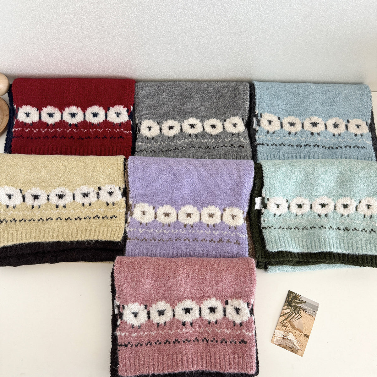 Sheep Jacquard Knit Scarf - DippedShop Wholesale - #2979