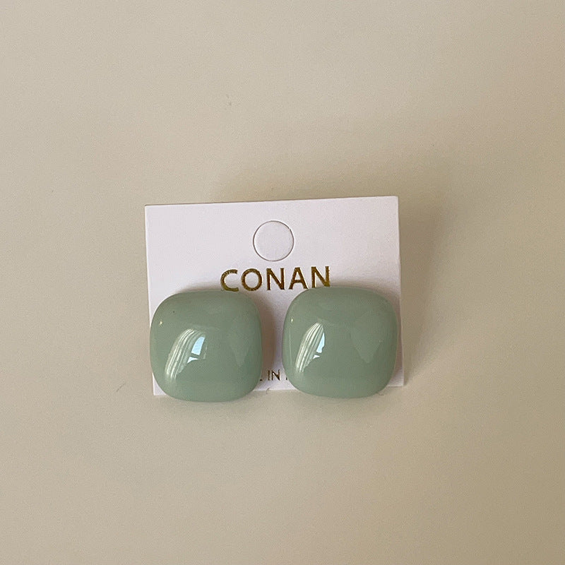 Enamel Square Stud Earrings - DippedShop Wholesale - #2707