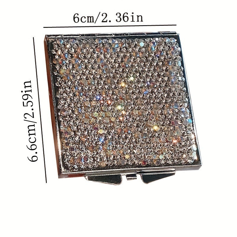 Cute Cat Shape Rhinestone Portable Foldable Mirror 6C5MR106