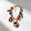 Retro USA Flag Hat Pendant Tassel Necklace 8ZA6JNC289L